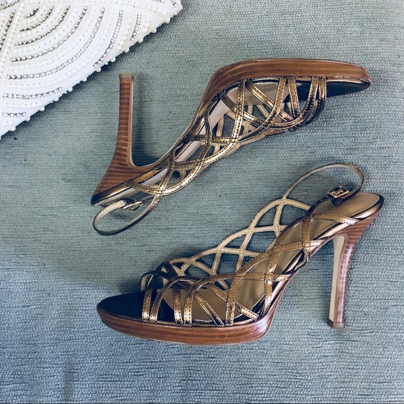 Bakers Gold Strappy Heels - Picture 2 of 6